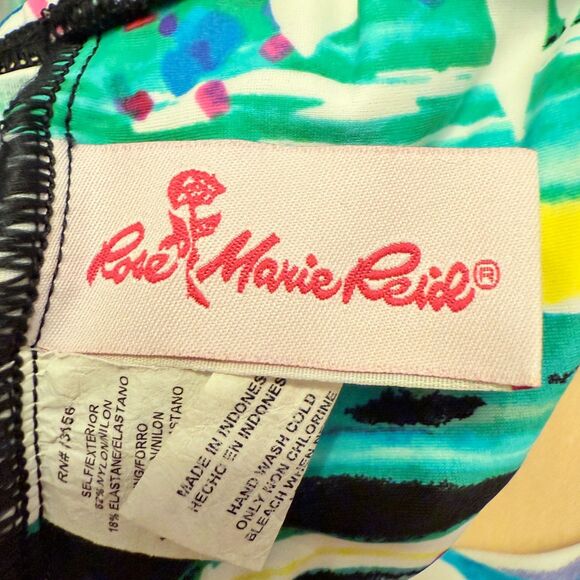 VTG Rose Marie Reid Swim Floral One Piece Shirred Pinup Retro Swimsuit Modest 14 - Picture 4 of 5